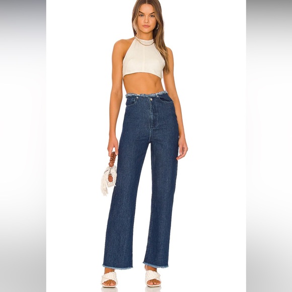 NWT WeWoreWhat Frayed Straight Jean in True Blue in size 29 - Picture 4 of 4